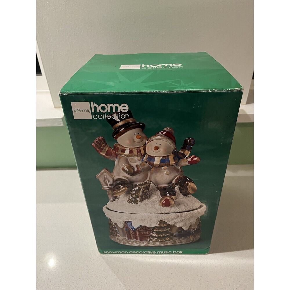 JCPenney Home Collection SNOWMAN DECORATIVE MUSIC BOX MUSICAL JINGLE BELLS
